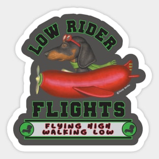 Cute Doxie Black Dachshund in  Red Wiener Plane Sticker